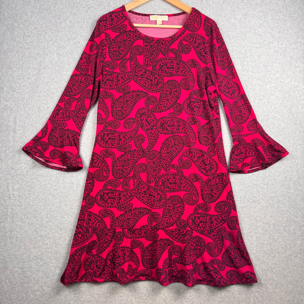 Michael Kors Dress Womens Large Pink Paisley Bell Sleeve Ruffle Hem
Mod Retro